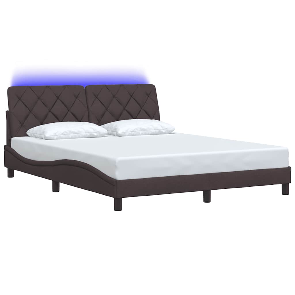 Bedframe met LED zonder matras 160x200 cm stof donkerbruin