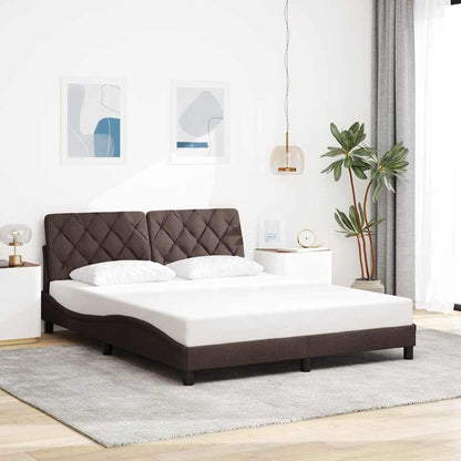 Bedframe met LED zonder matras 160x200 cm stof donkerbruin