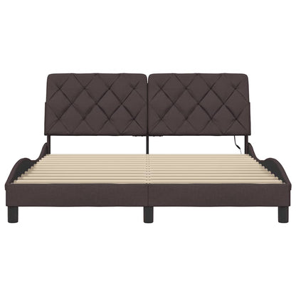 Bedframe met LED zonder matras 160x200 cm stof donkerbruin