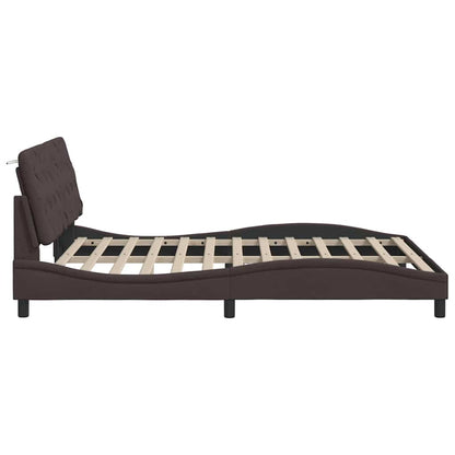 Bedframe met LED zonder matras 160x200 cm stof donkerbruin