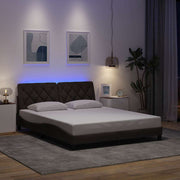 Bedframe 160x200 cm stof donkerbruin LED