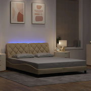 Bedframe 160x200 cm stof crème met LED