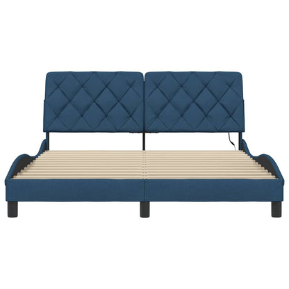Bedframe met LED zonder matras 160x200 cm stof blauw