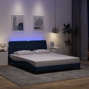 Bedframe 160x200 cm stof blauw met LED