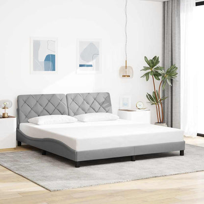 Bedframe met LED zonder matras stof 180x200 cm lichtgrijs