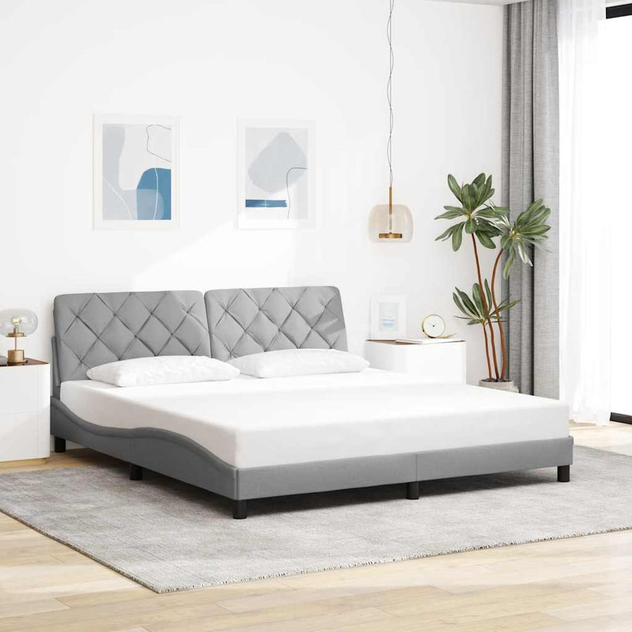 Bedframe met LED zonder matras stof 180x200 cm lichtgrijs