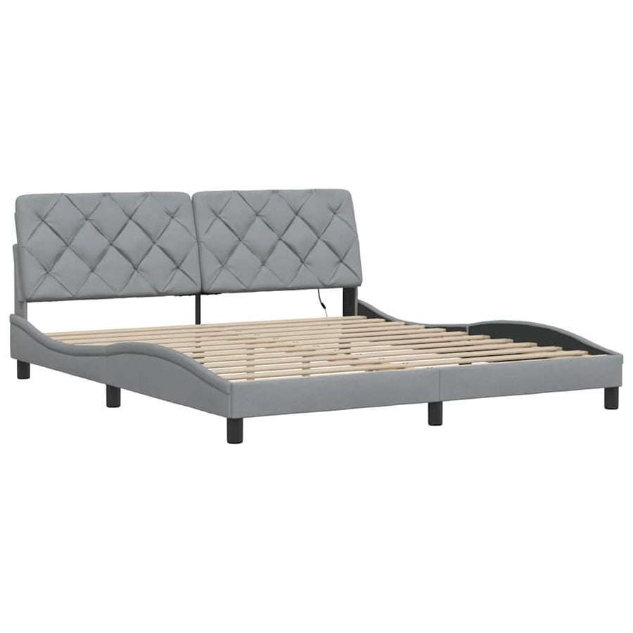 Bedframe met LED zonder matras stof 180x200 cm lichtgrijs