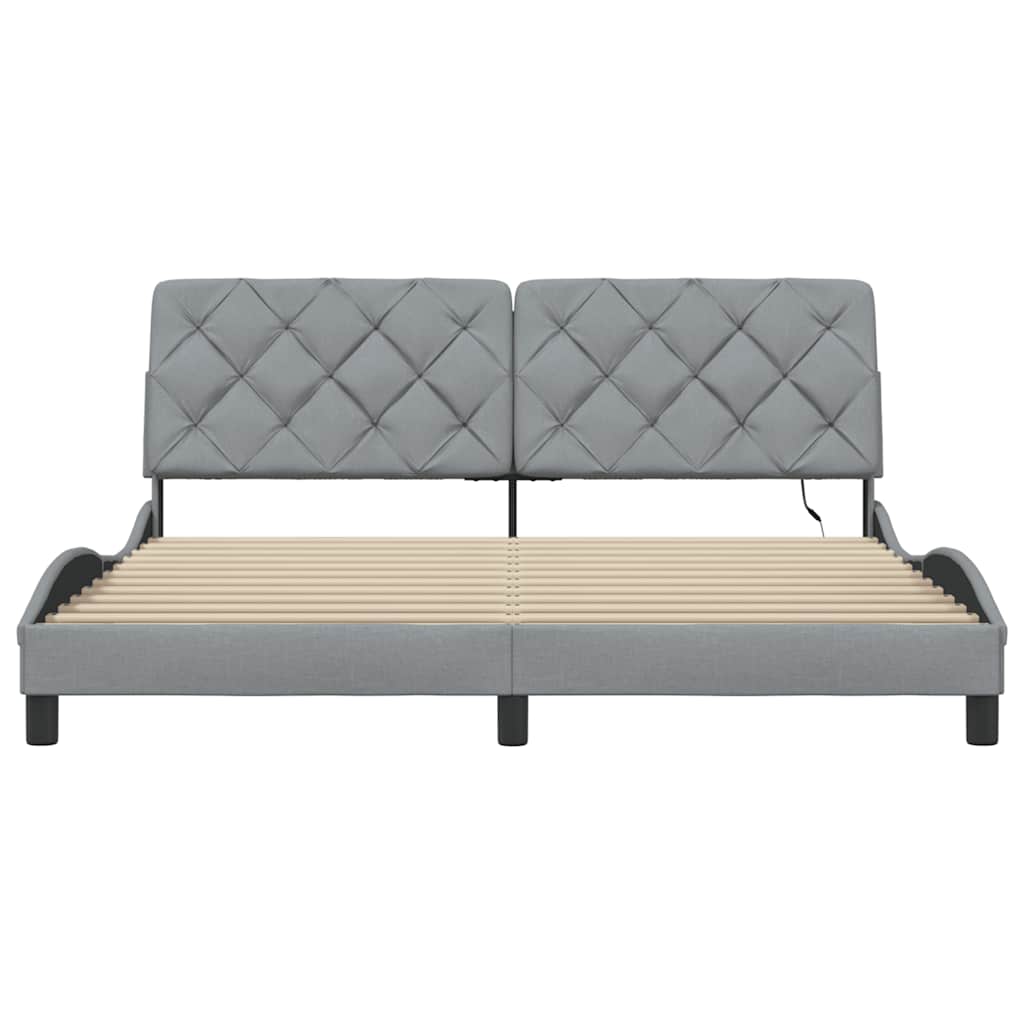 Bedframe met LED zonder matras stof 180x200 cm lichtgrijs