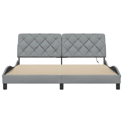 Bedframe met LED zonder matras stof 180x200 cm lichtgrijs