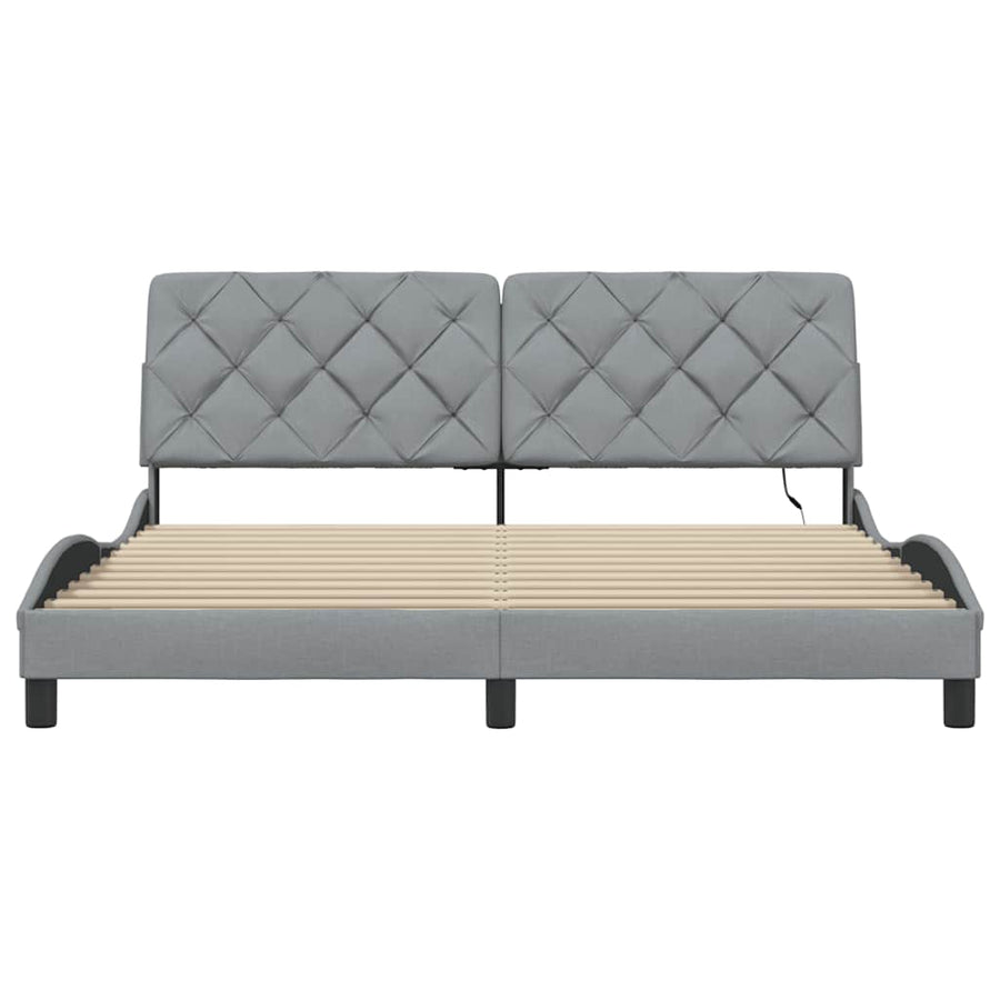 Bedframe met LED zonder matras stof 180x200 cm lichtgrijs