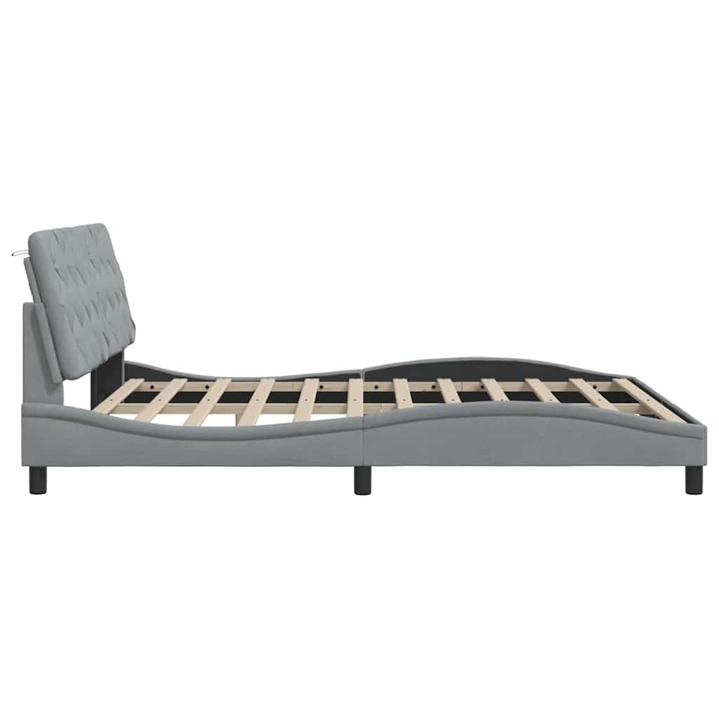 Bedframe met LED zonder matras stof 180x200 cm lichtgrijs