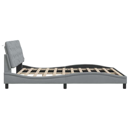 Bedframe met LED zonder matras stof 180x200 cm lichtgrijs