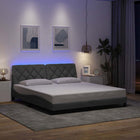 Bed frame with LED without mattress fabric 180x200 cm light grey