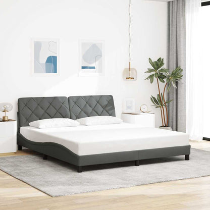 Bedframe met LED zonder matras 180x200 cm stof donkergrijs