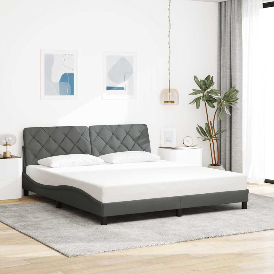 Bedframe met LED zonder matras 180x200 cm stof donkergrijs