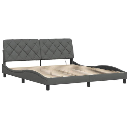 Bedframe met LED zonder matras 180x200 cm stof donkergrijs