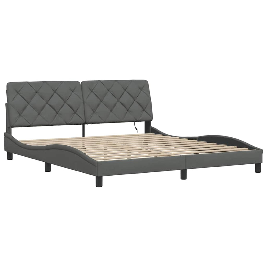 Bedframe met LED zonder matras 180x200 cm stof donkergrijs