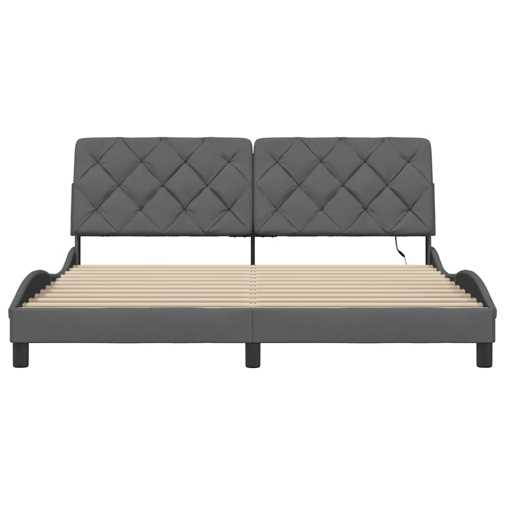 Bedframe met LED zonder matras 180x200 cm stof donkergrijs