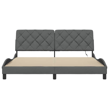 Bedframe met LED zonder matras 180x200 cm stof donkergrijs