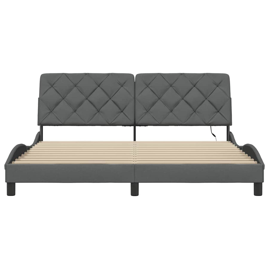 Bedframe met LED zonder matras 180x200 cm stof donkergrijs