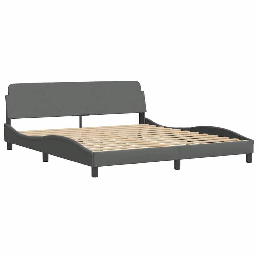 Bedframe met LED zonder matras 180x200 cm stof donkergrijs