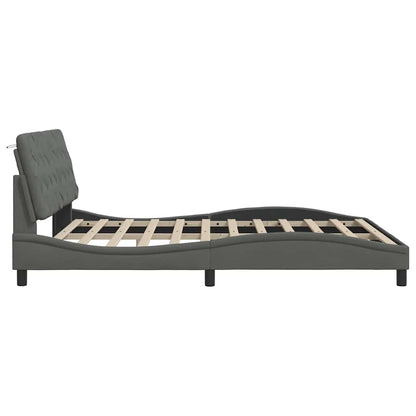 Bedframe met LED zonder matras 180x200 cm stof donkergrijs