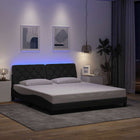 LED bed frame without mattress 180x200 cm dark grey fabric