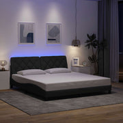 Bedframe 180x200 cm stof donkergrijs met LED