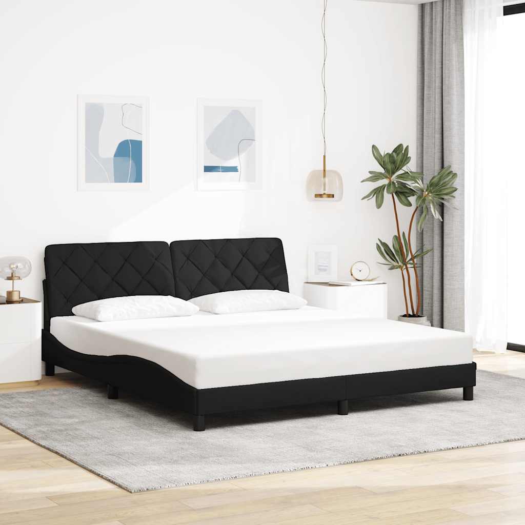 Bedframe met LED zonder matras 180x200 cm stof zwart