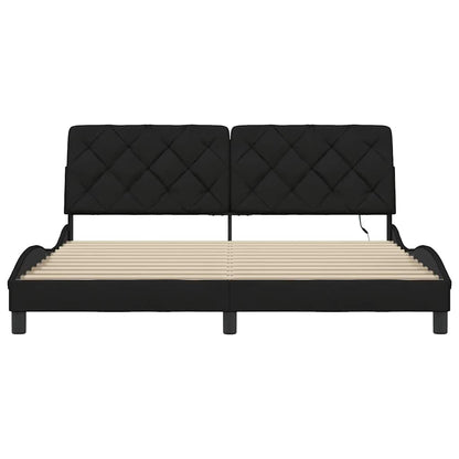 Bedframe met LED zonder matras 180x200 cm stof zwart