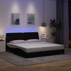 LED bed frame without mattress 180x200 cm black fabric