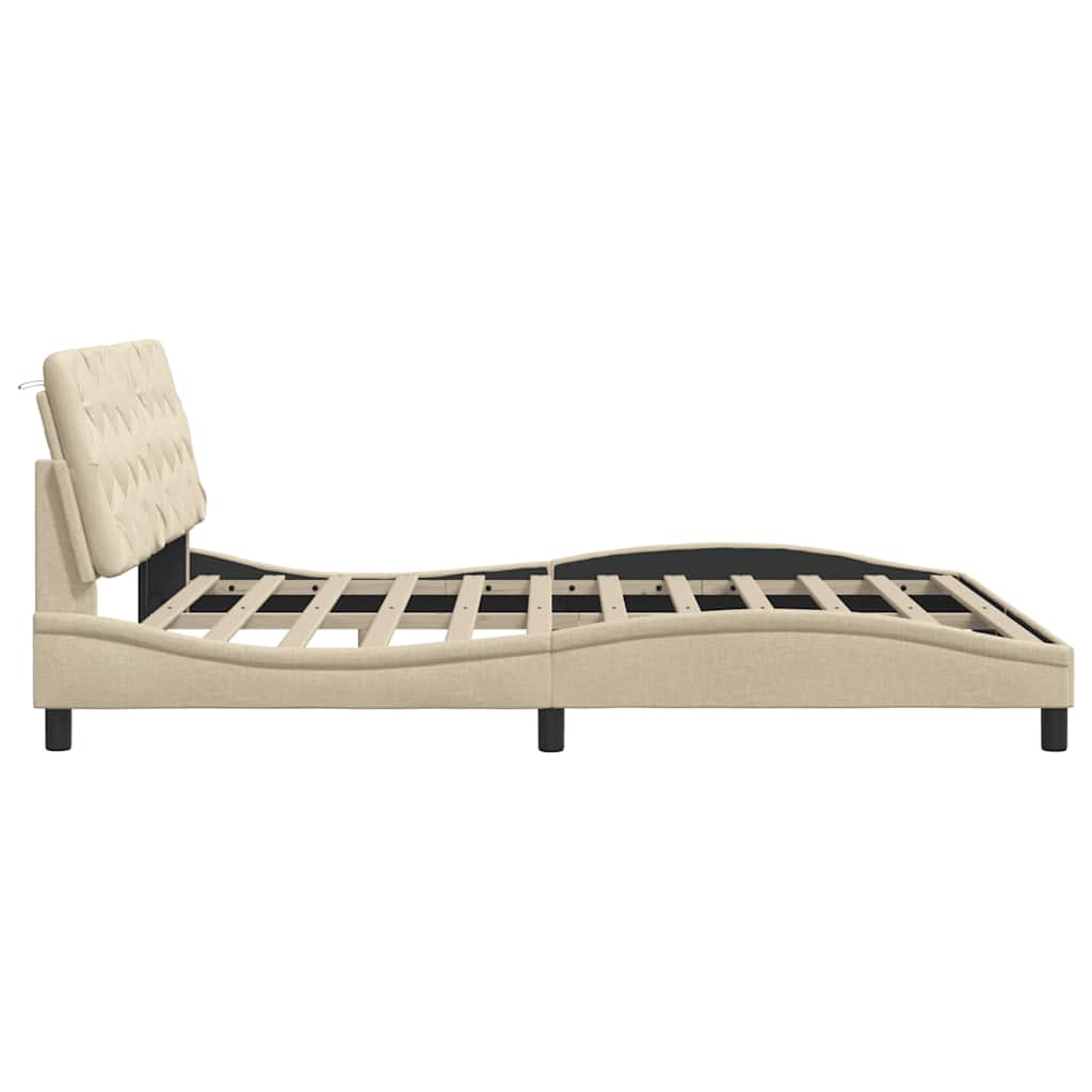 Bedframe met LED zonder matras 180x200 cm stof crème