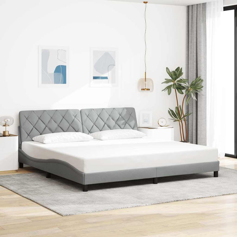Bedframe met LED zonder matras stof 200x200 cm lichtgrijs