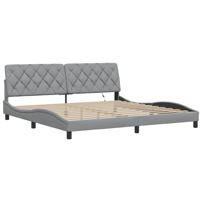 Bedframe met LED zonder matras stof 200x200 cm lichtgrijs