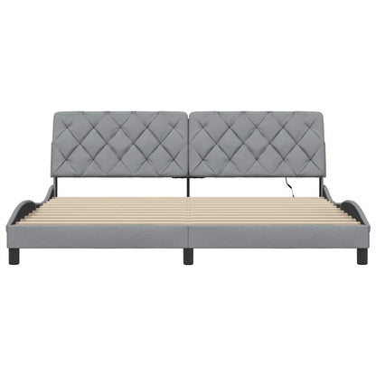 Bedframe met LED zonder matras stof 200x200 cm lichtgrijs