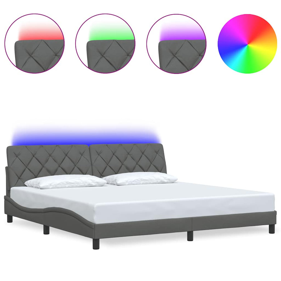 Bedframe met LED zonder matras 200x200 cm stof donkergrijs