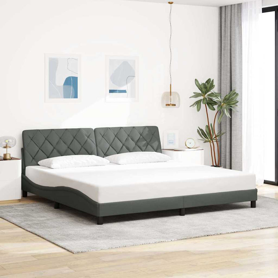 Bedframe met LED zonder matras 200x200 cm stof donkergrijs
