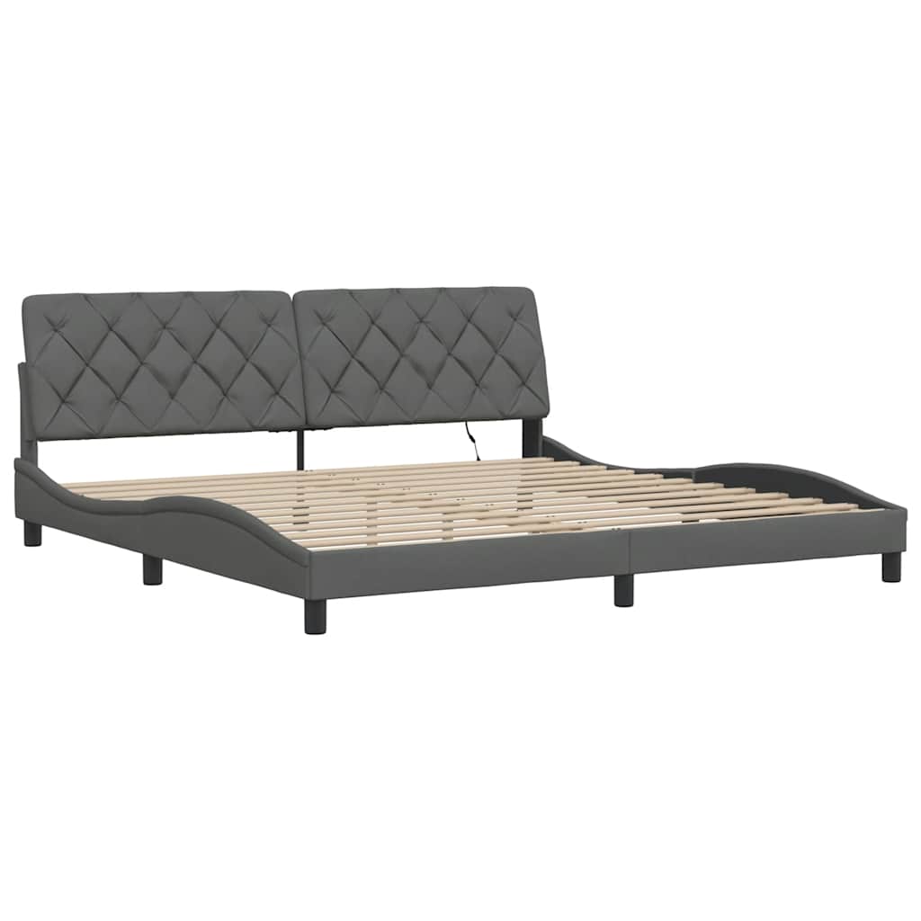Bedframe met LED zonder matras 200x200 cm stof donkergrijs