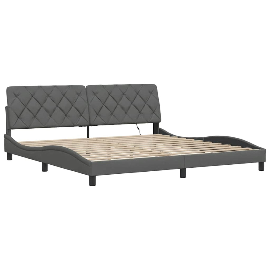Bedframe met LED zonder matras 200x200 cm stof donkergrijs