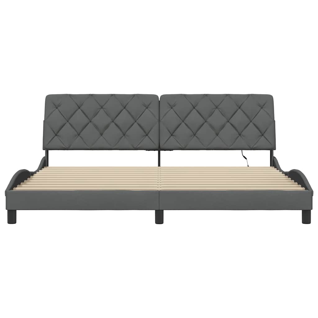 Bedframe met LED zonder matras 200x200 cm stof donkergrijs