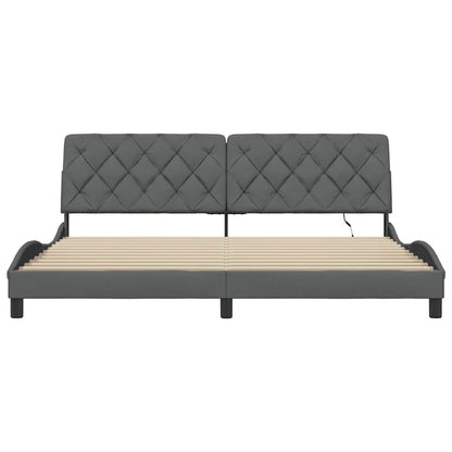 Bedframe met LED zonder matras 200x200 cm stof donkergrijs