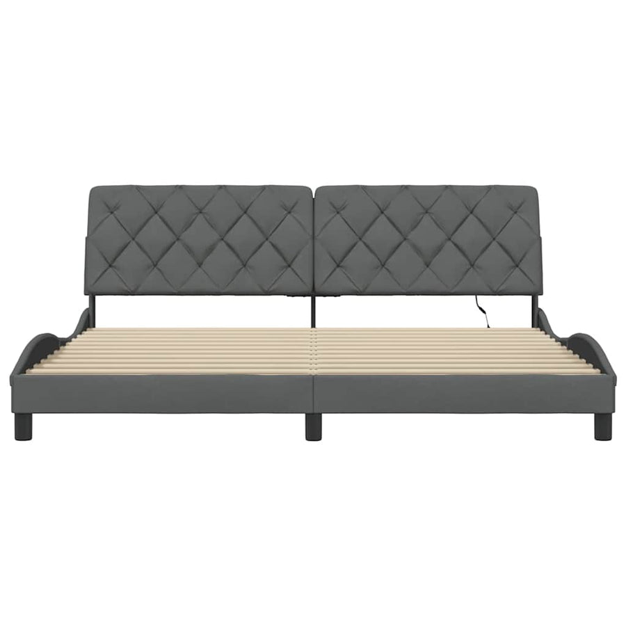 Bedframe met LED zonder matras 200x200 cm stof donkergrijs