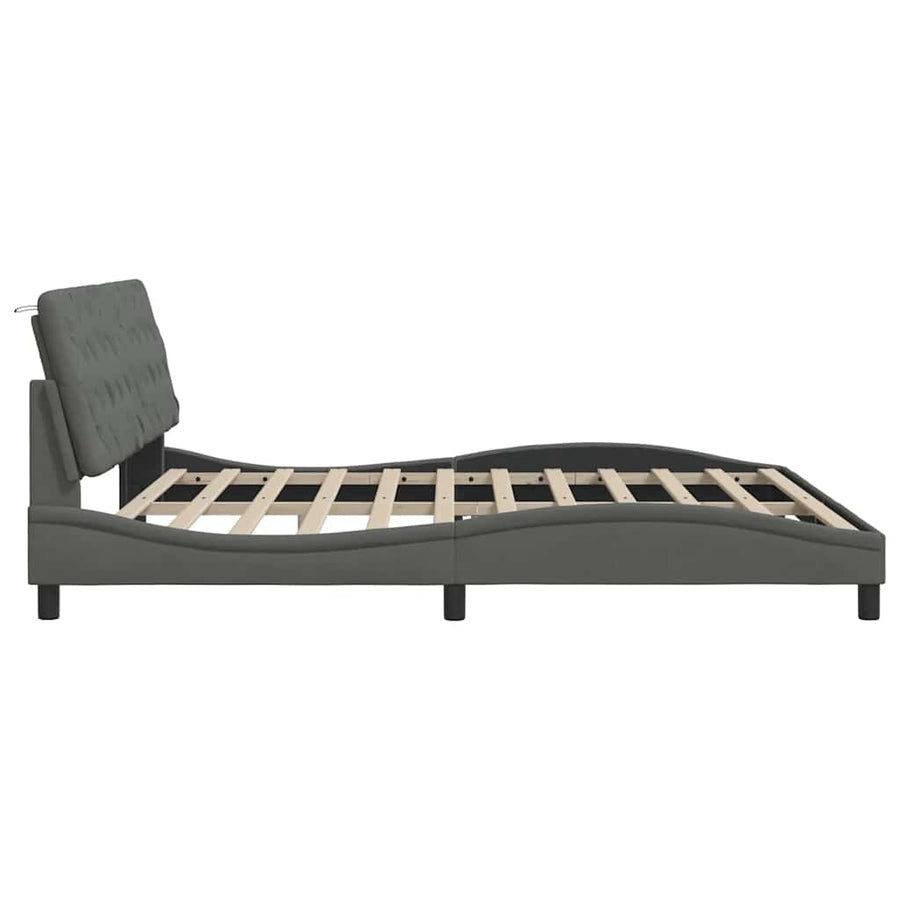 Bedframe met LED zonder matras 200x200 cm stof donkergrijs