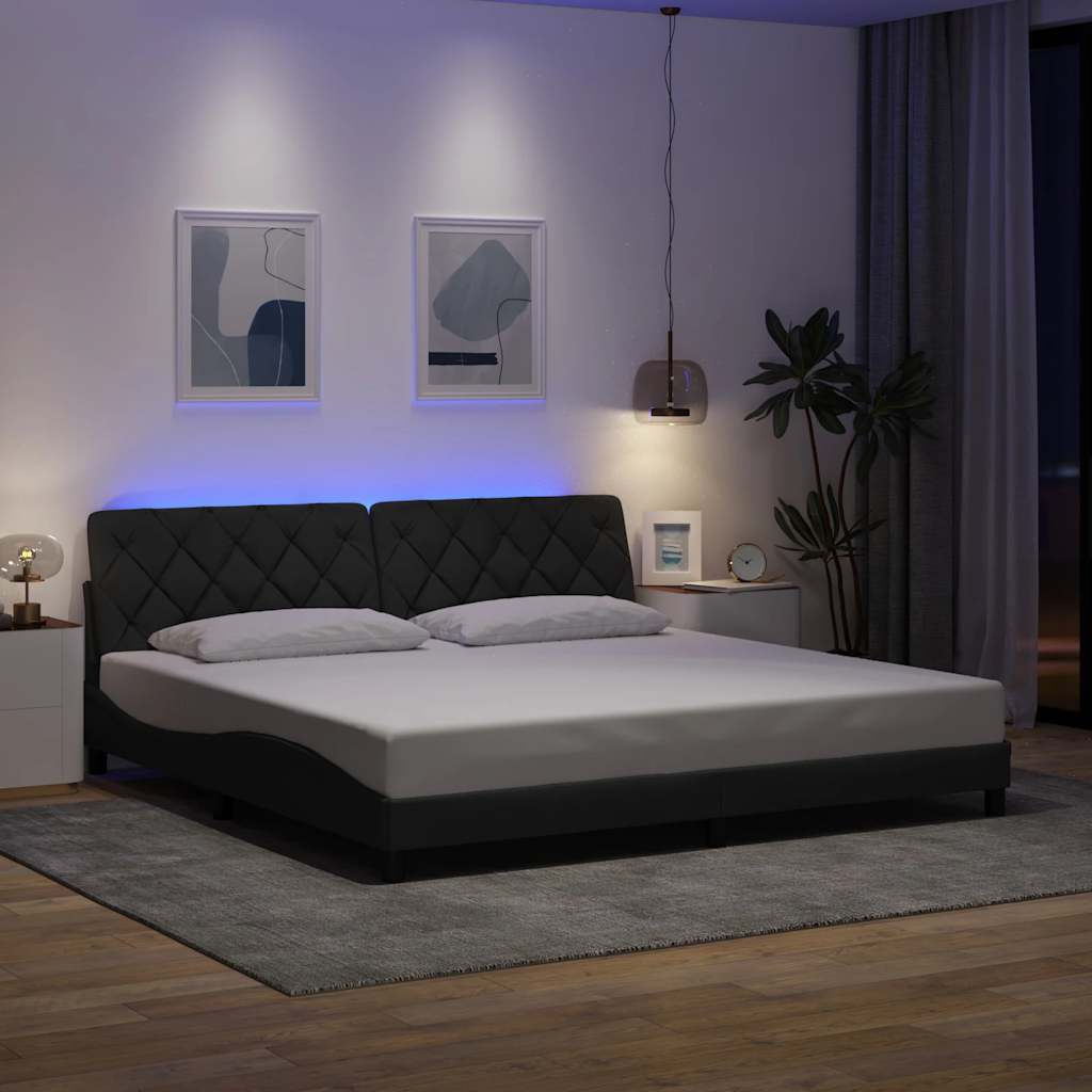 Bedframe met LED zonder matras 200x200 cm stof donkergrijs
