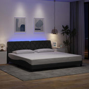 Bedframe 200x200 cm donkergrijs met LED