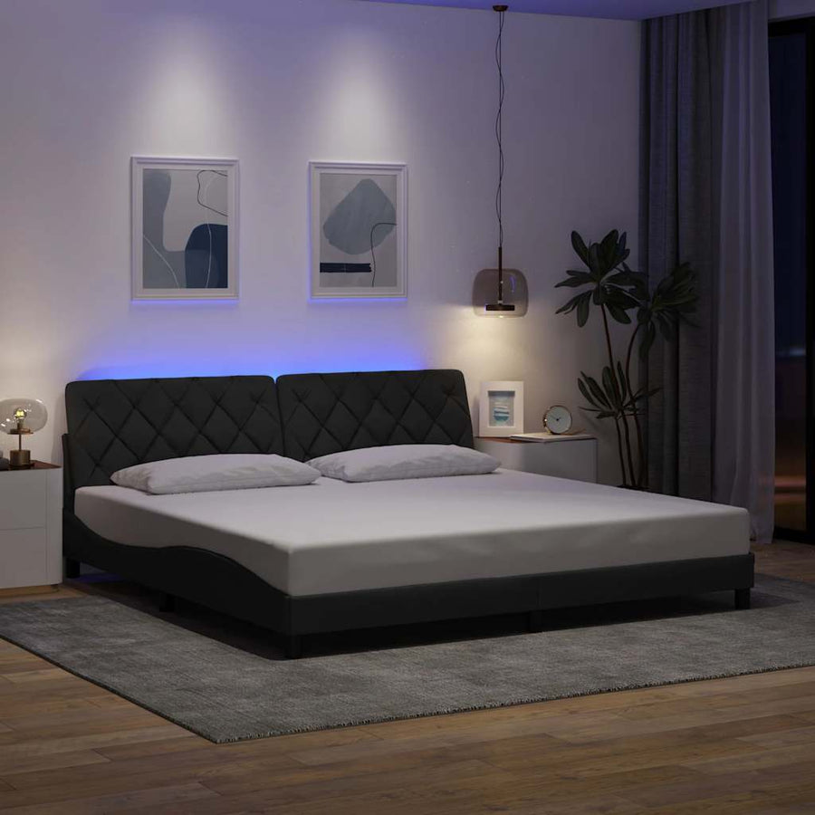 Bedframe met LED zonder matras 200x200 cm stof donkergrijs