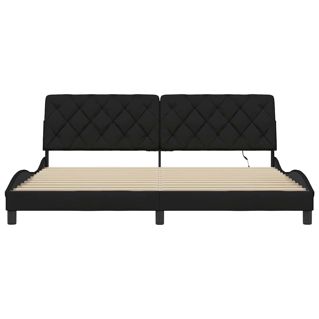 Bedframe met LED zonder matras 200x200 cm stof zwart