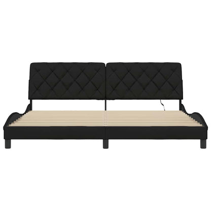Bedframe met LED zonder matras 200x200 cm stof zwart