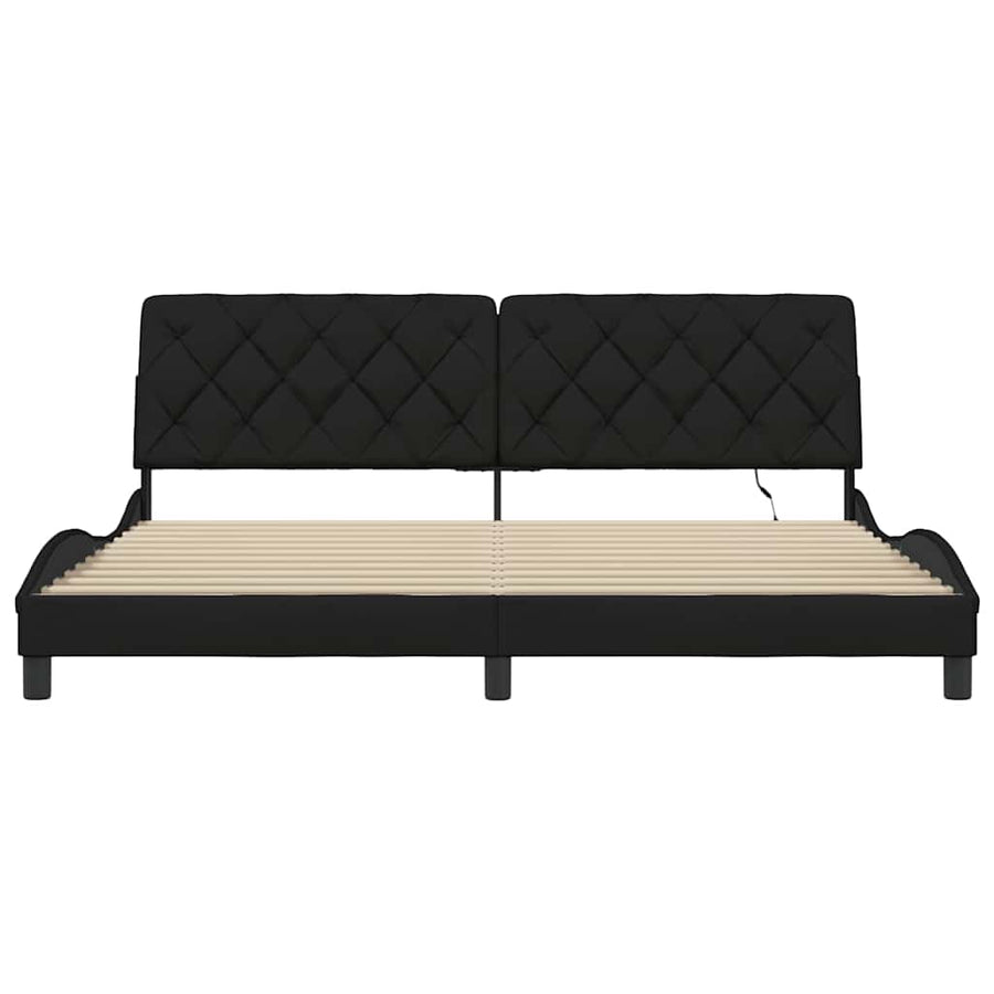 Bedframe met LED zonder matras 200x200 cm stof zwart
