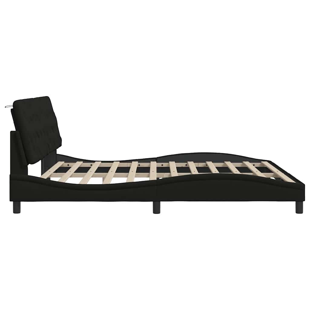 Bedframe met LED zonder matras 200x200 cm stof zwart